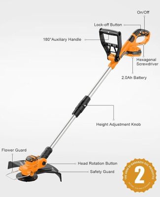 a diagram of a corded string trimmer with instructions