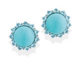 une paire de boucles d'oreilles en turquoise et topaze blanche