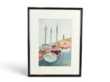 une image d'une peinture de bateaux amarrés dans un port