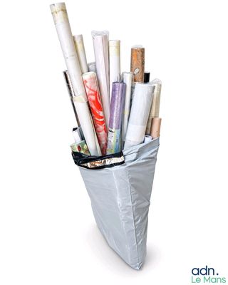 many rolls of wrapping paper in a bag