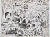 dessin représentant un dessin en noir et blanc d'un groupe de personnes