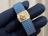 a person holding a watch in their hand on a glove