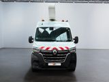 a white van with a red and white stripe on it