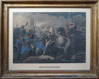 tableau représentant un homme à cheval devant un château