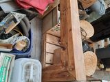 a pile of boxes and other items in a room