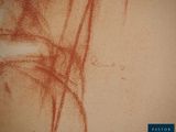 a red stain on the wall of a room