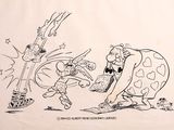 dessin humoristique représentant un homme et une femme jouant avec un chien