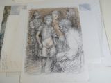 un dessin représentant une femme tenant un enfant dans ses bras