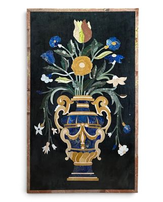 une peinture représentant un vase contenant des fleurs
