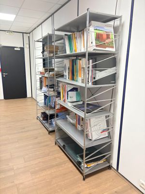 une pièce avec plein de livres sur les étagères