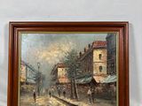 tableau représentant une scène de rue avec une calèche et une calèche