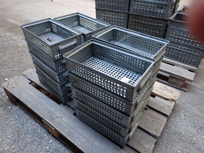 many crates stacked on top of each other on a pallet