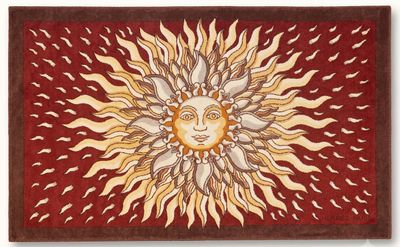 a painting of a sun with a face in the middle of it