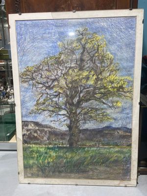 a picture of a painting of a tree on a table