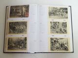 an open book with pictures of people and animals on it