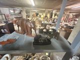 a display case filled with assorted items in a shop