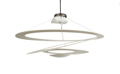 a light that is hanging from the ceiling in the room