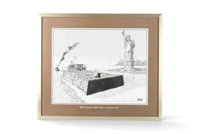 une image représentant un dessin de la Statue de la Liberté en arrière-plan