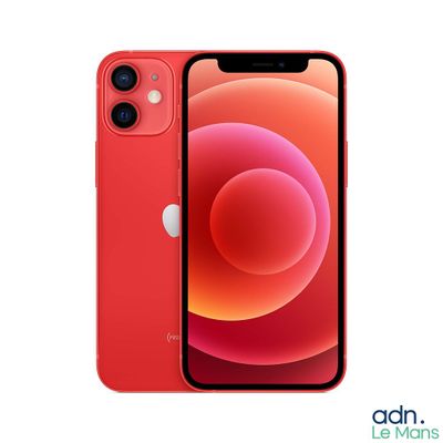 the red iphone 12 is shown next to a white background