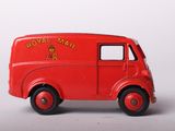 a red toy truck with a royal mail logo on it