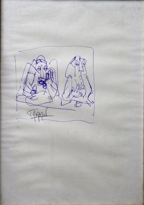 Thierry MIRAMON (1965-2019) L'embrouille, dessin au bic, 25 …
