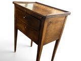 a small wooden table with a drawer on top of it