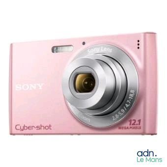 sony cyber shot digital camera with pink body and lens