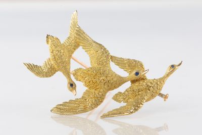 Magnifique Broche Art Déco En Plaqué Or - 5,7 Cm - Style Années 20