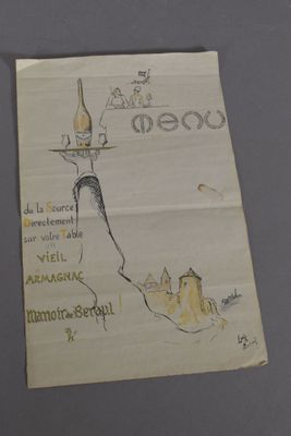 a piece of paper with a drawing of a castle on it