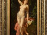 an image of a painting of a nude woman in a wooded setting