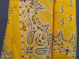 a yellow scarf with a paisley pattern on it