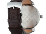 louis vu vu watch with brown leather strap and silver dial
