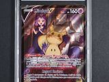 a close up of a card with a pokemon character on it
