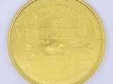 gold coin with a picture of a plane on it on a white surface