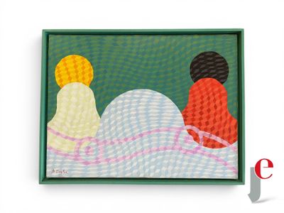 un tableau représentant deux personnes assises sur un canapé