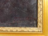 an oil painting of a black and gold frame with a gold border