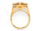 a yellow gold ring with an oval stone surrounded by a cross