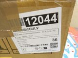 a cardboard box with a price label on it