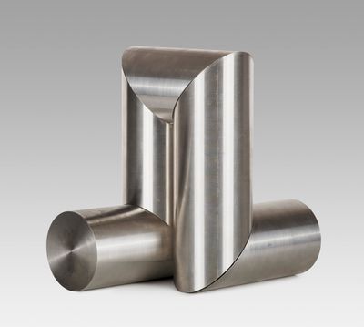 a pair of stainless steel pipes on a white background