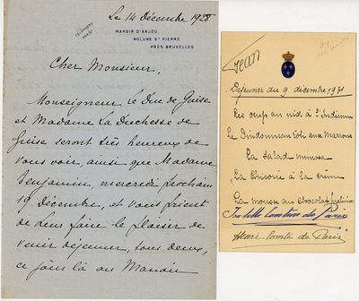 une vieille lettre manuscrite sur laquelle figure le portrait d'un homme