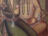 painting of a man and a woman sitting on a couch