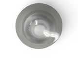 an overhead view of a glass of water on a white surface