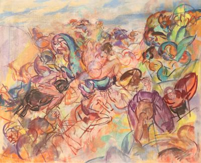 an image of a painting of a group of people in a field