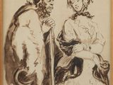 an image of a drawing of a man and woman sitting next to each other
