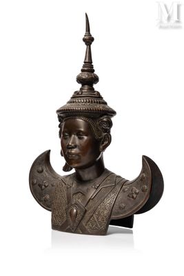 une image représentant un buste en bronze d'un homme coiffé d'une couronne