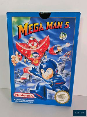 the box for the game mega man 5 is on display