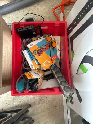 a red box with a bunch of tools inside of it