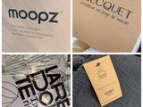 four pictures of a collage of different logos and packagings