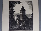 a picture of a black and white picture of a church