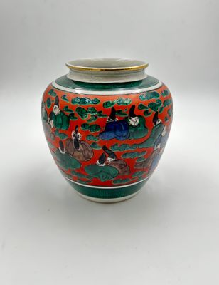Japon. XIX-XXe Pot asiatique en terre cuite vernissée à déco…